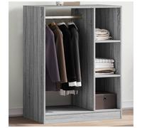 Wardrobe Grey Sonoma 77x48x102cm Engineered Wood 3-Shelf Indoor Stylish Minimal
