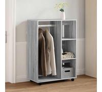 Wardrobe Grey Sonoma 80x40x110 cm Engineered Wood Mobile Shelves Wheels for Home
