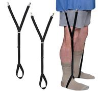 Wardrobe Hackers Shirt Stays for Men with Foot Loops (Stirrup Style) 1 Pair - Elastic Black Shirt Garters for Men and Women - Extendable Shirt Keepers, Black, Standard