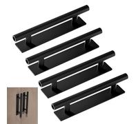 Wardrobe Handles 4 PCS Wardrobe Door Handles Stick on Handles Drill-Free Sliding Door Handle 15cmx3.5cm Suitable for Refrigerator Kitchen Bathroom Closet Wardrobe Dresser Window Handle (Black)