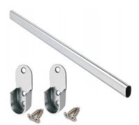 Wardrobe Hanging Rail 300mm Kit Pole Tube Bar Clothes Set Brackets Oval 30x15mm