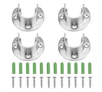 Wardrobe Hanging Rail Bracket Closet Pole Sockets Rod End Holders Round Tube Bracket Cabinet Tube Rod Bracket Stainless Steel Flange Rod Holder for Shower Curtain Rod Cupboard Rod(4Pcs, 26mm/1in)
