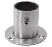 Wardrobe Hanging Rail Rod Support Bracket in Stainless Steel, Round Flange Socket for 19mm, 22mm, 25mm or 32mm Diameter Closet for Bars, for Durable Silver Pole Stand for Wall, Floor or Ceiling Mount