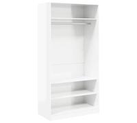 Wardrobe High-Gloss White Wood Material 100 x 50 x 200 cm with Clothes Rail and Shelves, Modern Storage Space for Bedroom, Hallway, Children's Room, Compact Storage Solution