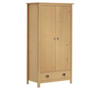 Wardrobe Honey Brown Solid Pine 89x50x170cm 2-Door 1 Drawer 1 Shelf incl Hanger