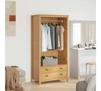 Wardrobe Honey Brown Solid Pine Wood 84x50x170cm 2 Drawers 1 Shelf Durable Incl.