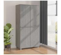 Wardrobe Light Grey Solid Pinewood MDF 89x50x180cm Hanging Rod Wooden Handles XL