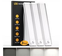 Wardrobe Lights Motion Sensor 25CM, 1800mAh Rechargeable LED Light,3 Pack | Battery-Operated Long-lasting, USB Rechargeable, Dimmable, Magnetic, 2 USB-C Cables Includes, for Wardrobe/Closet Lighting