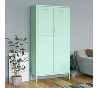 Wardrobe Mint Green Steel 90 x 50 x 180 cm with 4 Shelves and Clothes Rail, Modern Storage Space for Bedroom, Hallway, Children's Room