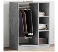 Wardrobe Modern Concrete Grey 77x48x102 cm Engineered Wood 3-Shelf Slim Storage