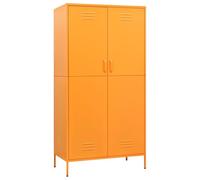 Wardrobe Mustard Yellow Steel 90 x 50 x 180 cm with 4 Shelves Clothes Rail and Ventilation for Bedroom Hallway Children's Room Compact Storage and Modern Organiser System