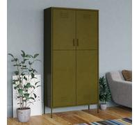 Wardrobe Olive Green Steel 90x50x180 cm Metal Closet with Shelves Adjustable rod