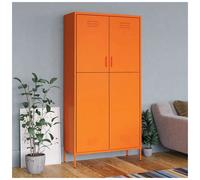 Wardrobe Orange Steel 90x50x180 cm 4 Shelves Hanging Rod Vented Doors Levelers.