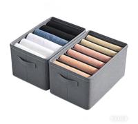 Wardrobe Organisers for Clothes - Set of 2 Drawer Organisers with 6 Cells Dividers Foldable Storage Box Shelf Fabric Wardrobe Organiser Dresser Drawer Dividers Cubes for Jeans Pants Trousers Shirts