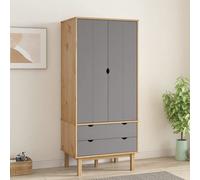 Wardrobe OTTA Brown and Grey 76.5x53x172 cm Solid Wood Pine Berkfield Home Grey One Size