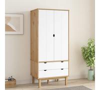 Wardrobe OTTA Brown and White 76.5x53x172 cm Solid Wood Pine Berkfield Home White One Size