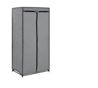 Wardrobe Pack of 2 Grey 75 x 50 x 160 cm with Fabric Cover, Iron Frame, Clothes Rail, Storage for Bedroom, Hallway, Children's Room, Modern Organiser System
