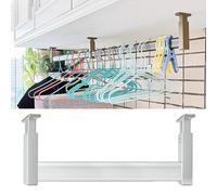 Wardrobe Rail 12 18 24 36 48 50 60 Inch Closet Rod for Hanging Clothes, U Shaped Closet Pole Support Bracket for Wardrobe, Balcony/Bathroom Support Hanging Rail(Silver,62inch/157.4cm)