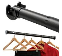 Wardrobe Rail, 72-130cm Extendable Wardrobe Rail, Wardrobes Rails and Fittings Telescopic Closet Hanging Rails for Wardrobes Windows Bathroom or Cloakroom(Black)