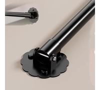 Wardrobe Rail Angled Wall Clothes Rod Bracket, Adjusrable Length Metal Closet Pole Holder for Wardrobe, Round Extender Curtains Pole, Garment Tube Rail(Balck,130-210cm(51"-82 5/8"))