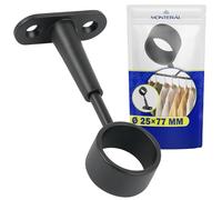 Wardrobe Rail Bracket Ø 25 mm x 77 mm - Wardrobe Rail Support in Matte Black Suitable for Clothes Storage System - Warranty 10 Years - MONTERAL