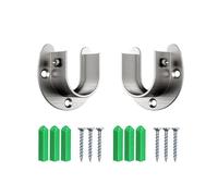 Wardrobe Rail Bracket,2 PCS Curtain Pole Brackets Flange Rod Holder Stainless Steel Closet Pole Sockets U Shaped Closet Rod End Supports with Screws for Wardrobe Shower Curtain