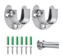 Wardrobe Rail Bracket 2Pcs Wardrobe Pole Brackets 25 mm Stainless Steel Closet Pole Sockets Heavy Duty Curtain Pole Brackets U Shaped Closet Rod End Supports with Screws for Wardrobe Shower Curtain