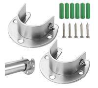 Wardrobe Rail Bracket, 2pcs Wardrobe Rails and Fittings, Stainless Steels Curtain Pole Brackets, Wardrobes Pole Brackets with Screws for 25mm Closet