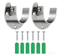 Wardrobe Rail Bracket Pole Support: 2 Pack Heavy Duty Stainless Steel Rod End Holders - Closet Pole Brackets for Hanging Curtain Rods - Wall Mount Wardrobe Rail Support Fittings for Home Organization