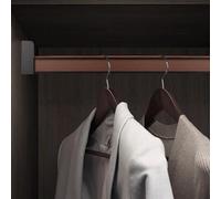 Wardrobe Rail Closet Clothes Hanger Bar, Aluminum Alloy & Leather Closet Rack for Wardrobe, Anti-slip Garment Organizer Closet Pole with End Supports (Color : Dark Red, Size : 110cm(43 1/4") Length