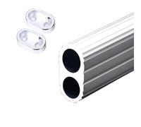 Wardrobe Rail, Clothes Rail Pole Wardrobe Rail Oval closet rods for hanging clothes, Aluminium Clothing Hanger Storage pole, Heavy Duty wardrobe tubes(Silver,100cm/3.3)