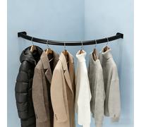 Wardrobe Rail Corner Wall Hanging Bar for Clothes, C Shaped Closet Hanger Iron Tube, Curved Garment Drying Rack for Balcony and Shower