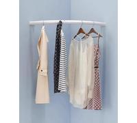 Wardrobe Rail Curved Corner Wardrobe Rod Pipe Support, Saving Space Cloakroom Bathroom Clothes Hanging Bar Organizer, Changing Room Garment Support Tube(White,40x40cm (15.8x15.8"))