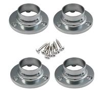 Wardrobe Rail End Sockets 19mm Round - Chrome Rod Support Brackets with Screws - Clothes Rail Holders for Wardrobe & Closet - Pack of 4