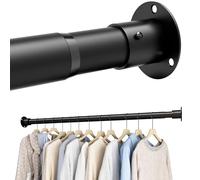Wardrobe Rail, Extendable Clothes Rail, Wardrobe Pole and Fittings, Heavy Duty Clothes Pole for Wardrobe and Cloakroom, Black, 85-235cm(Diameter 32mm)