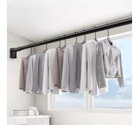 Wardrobe Rail Hanging Closet Rod Extender, No Drill Adjustable Clothes Closet Bar, Stainless Steel Shower Curtain Pole for Wardrobe, Garment Organizer Rack (Color : Black, Size : 1.3~2.5m (51.2~98.4