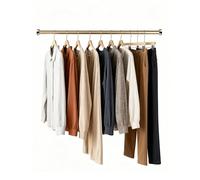 Wardrobe Rail Heavy Duty Closet Hanging Rod Champagne, Wardrobes Bathroom Home Office Garment Rack Organizer, Cloakroom Valet Under Cabinet Hanger(80cm(31 1/2"))