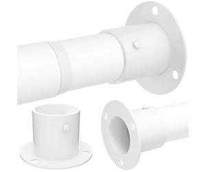 Wardrobe Rail, Heavy Duty Clothes Rod with End Sockets, Adjustable Hanging Rails for Clothes, Wardrobe and Bathroom, 68-90CM/Diameter 32MM, White