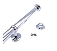 Wardrobe Rail Kit Round Tube And End Sockets 1200 x 25mm Polished Chrome
