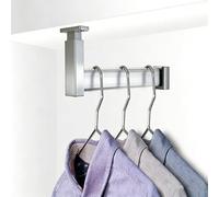 Wardrobe Rail L Shape Wardrobe Clothes Rod with End Supports, Space Saving Closet Holders Adjustable Height, Wardrobe Organizer Support Pole Tube(Silver,15cm(5 7/8"))