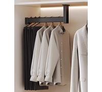 Wardrobe Rail L-Shaped Clothes Hanging Bar, Under Cabinet Hanger Pipe Set with End Supports, Cloakroom Cupboard Home Office Rectangular Metal Wardrobe Pole(96cm/37.8in/3.1ft)