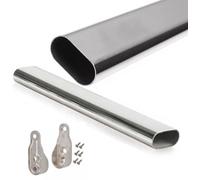 Wardrobe Rail Oval Wardrobe Hanging Rails Oval Rail + 2 Free Ends & Screws ((1400mm (1.4m) Rail + 2 Free Ends))