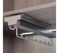 Wardrobe Rail Retractable Closet Pull Out Rod Wardrobe, Bearing 40kg Pull Out Closet Rod extendable, damping double track Extendable Clothes Hanger, Pull-Out Closet Valet Rod, aluminum alloy trouser r