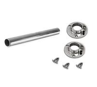 Wardrobe Rail Round Chrome Hanging Rail 1000MM Free END Supports & Screw