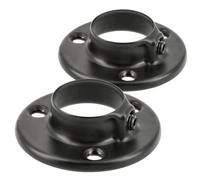 Wardrobe Rail Round Hanging Set Black Tube 25mm + End Bracket+ Black Screws Furniture Closet Clothes Hanger (2x Bracket ONLY)