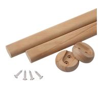 Wardrobe Rail Solid Wood Oval Closet Hanging Rod, Closet Clothes Rod Kit with End Caps, Closet Storage Bracket for Heavy Clothes, Load Capacity 88 Lbs(60cm (23 5/8"))