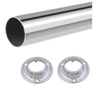 Wardrobe Rails Tube 25mm Bedroom Hanging Storage Round Tubing + Ends & Screws. (1150mm (1.15m) Rail + 2 Ends)