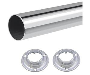 Wardrobe Rails Tube 25mm Bedroom Hanging Storage Round Tubing + Ends & Screws. (1150mm (1.15m) Rail + 2 Ends)