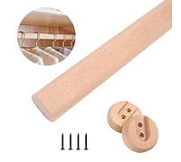 Wardrobe Rod, Natural Beech Wood Heavy Duty Closet Rod with 2 Bracket Support And Screws, Easy To Install, for All Kinds of Wooden Wardrobes,50 cm/19.6 inches
