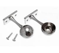 WARDROBE ROD RAIL SOCKET END SUPPORT BRACKET 25MM CHROME PLATED ( pack 2 )
